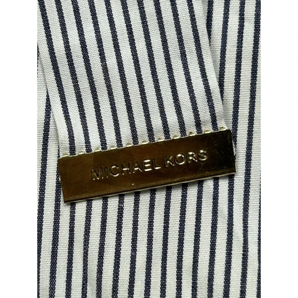 Michael Kors Shirt Dress Cotton Elastane Striped Blue White M Womens